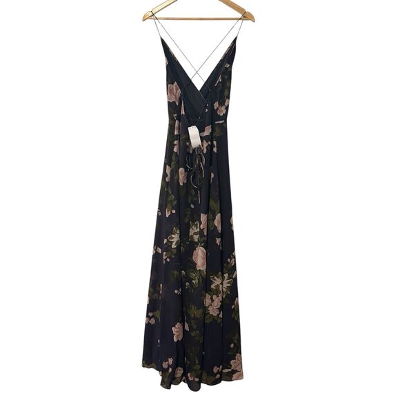 ASOS DESIGN Floral Cami Wrap Maxi Dress Strappy Back NWT Size 10 Navy Flowy - Picture 3 of 9